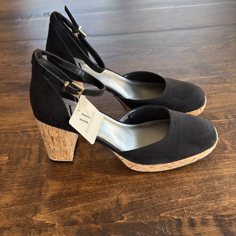 NWT Worthington Women's Panama Black Platform Pumps Size 10